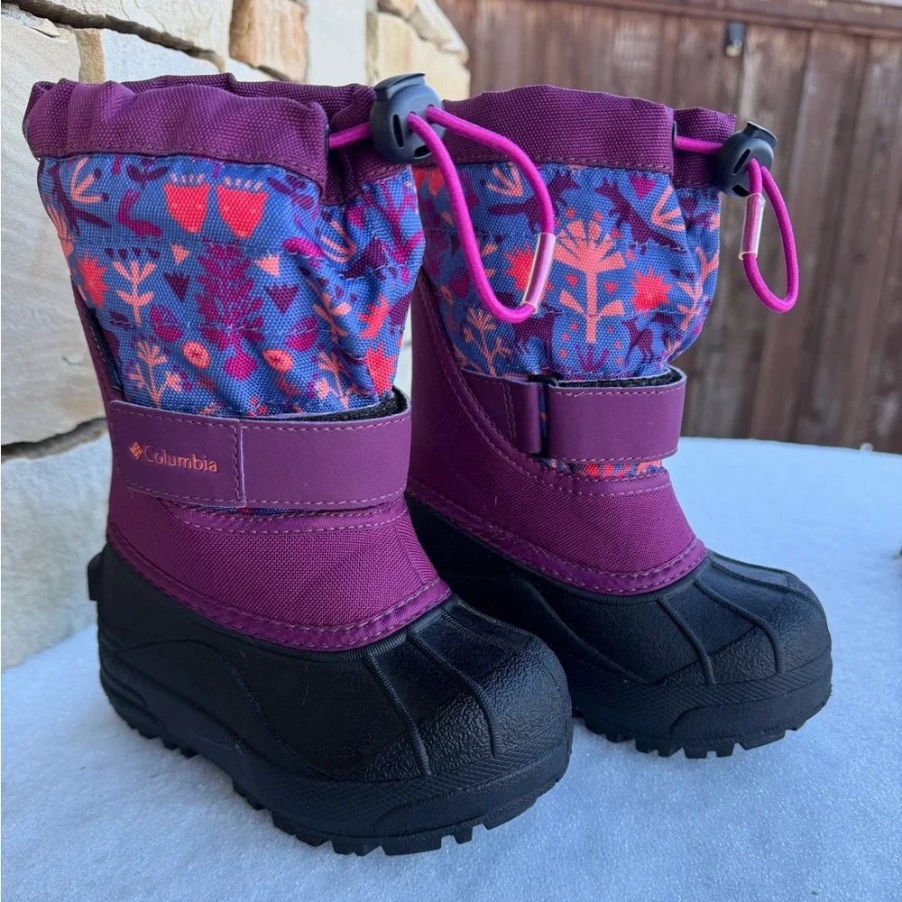 Columbia Powder-bug Plus Kids' Purple and Black Waterproof  Snow Boots Sz-8.   U